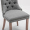 AADEN Modern Elegant Button-Tufted Upholstered Linen Fabric with Studs Trim and Wooden legs Dining Side Chair-Gray