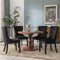 2x Velvet Dining Chairs Upholstered Tufted Kithcen Chair with Solid Wood Legs Stud Trim and Ring-Black