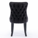 8x Velvet Upholstered Dining Chairs Tufted Wingback Side Chair with Studs Trim Solid Wood Legs for Kitchen