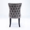 2x Velvet Upholstered Dining Chairs Tufted Wingback Side Chair with Studs Trim Solid Wood Legs for Kitchen