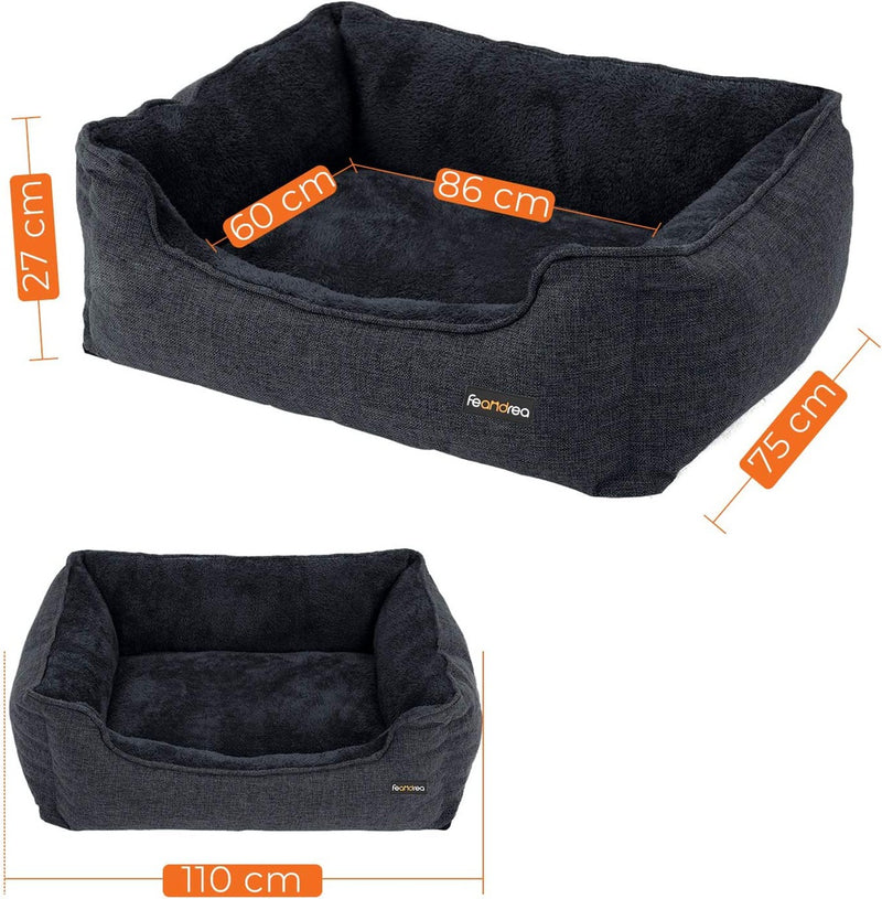 FEANDREA 110cm Dog Sofa Bed with Removable Washable Cover Dark Grey