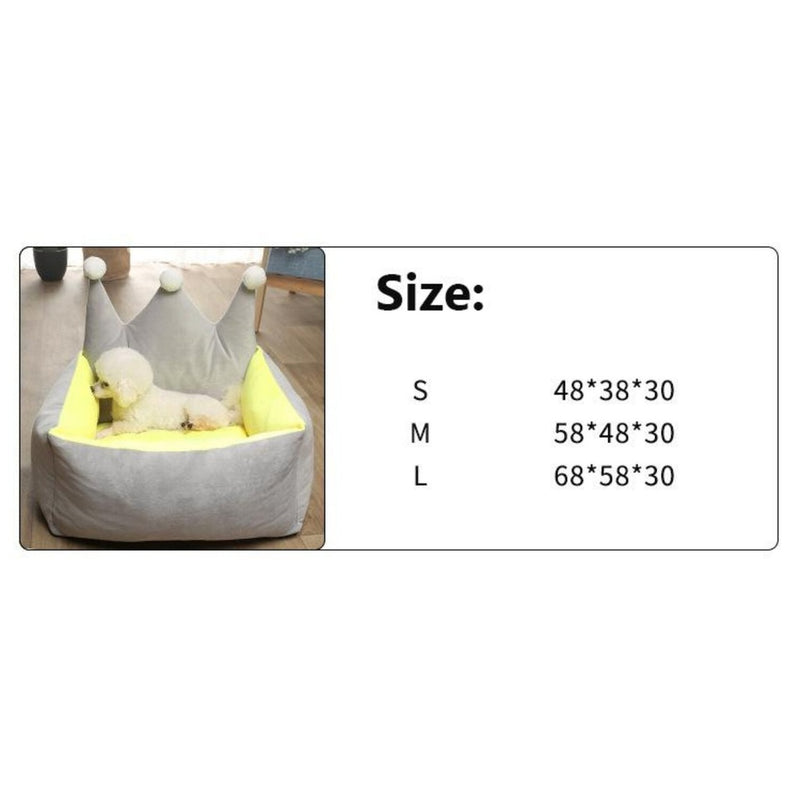 Floofi Pet Bed Crown Shape (L Grey Yellow) - PT-PB-211-RN