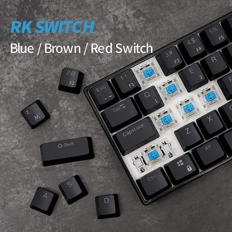 Royal Kludge RK61 Wired Dual Mode Hot Swappable Mechanical Keyboard Black (Red Switch)