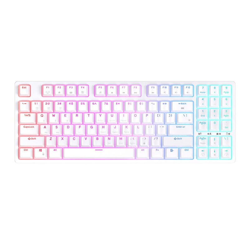 Royal Kludge RK92 Tri Mode Bluetooth RGB Hot Swappable Mechanical Keyboard White (Red Switch)
