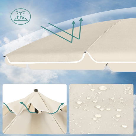 SONGMICS Beach Umbrella Portable Octagonal Polyester Canopy Beige