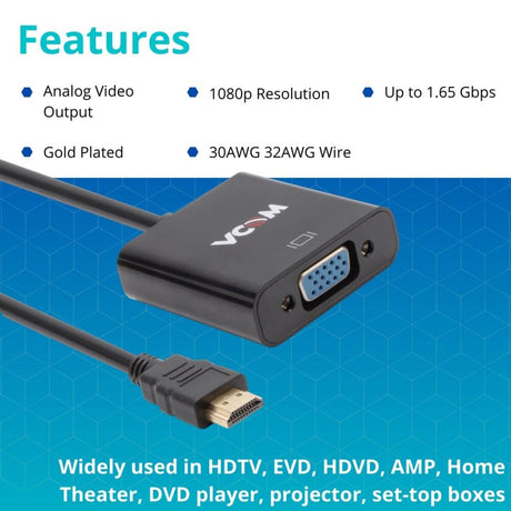 VCOM HDMI AM to VGA/F Cable - CG591-B-0.15