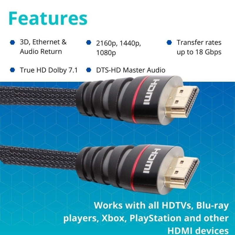 VCOM 5m Nylon Braided HDMI to HDMI 2.0 Cable CG526-B-5.0