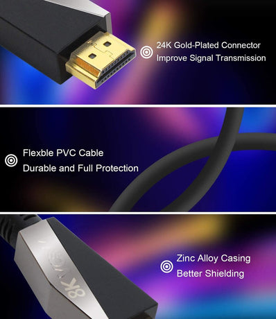 VCOM 1.5m HDMI 2.1V AM/AM Cable 8K 60Hz 48Gbps Metal CG860-1.5
