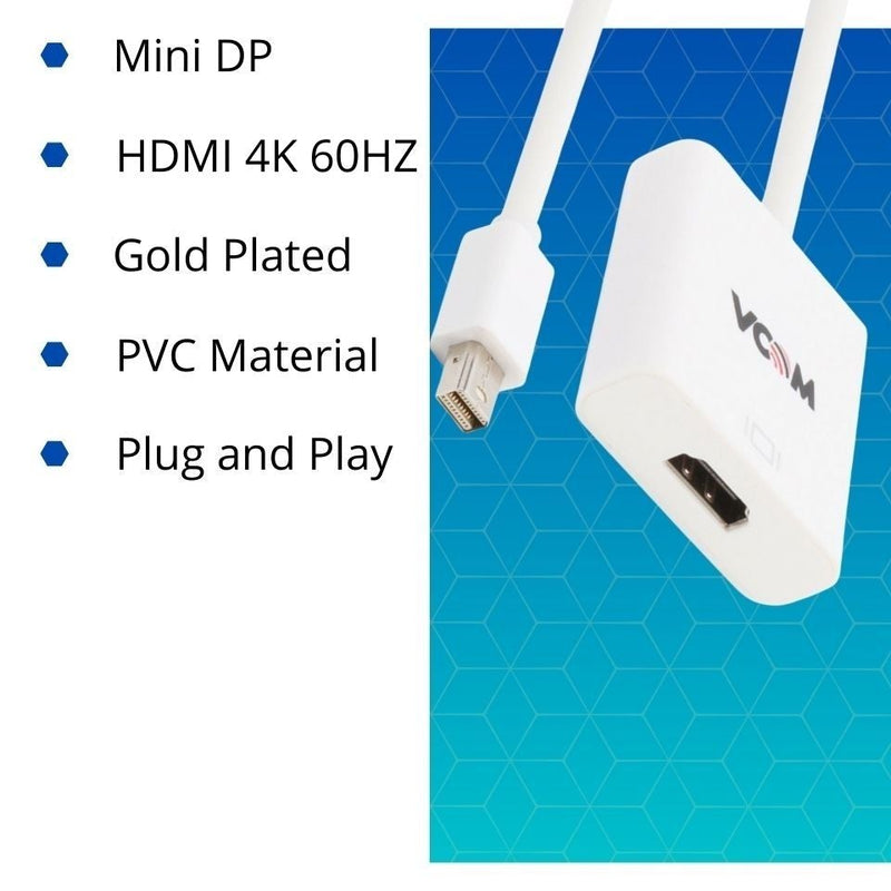 VCOM 0.15m Mini Display Port Male to HDMI Female Adapter Cable (White)CG611-0.15