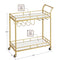 VASAGLE Gold Bar Serving Wine Cart With Wheels And Wine Bottle Holders LRC090A03