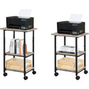 VASAGLE 3-Tier Machine Cart with Wheels and Adjustable Table Top Greige and Black OPS003B02