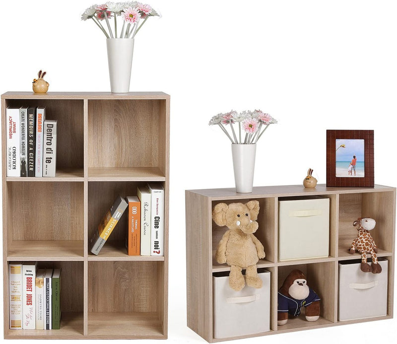 VASAGLE Bookcase with 6 Compartments Wooden Shelving