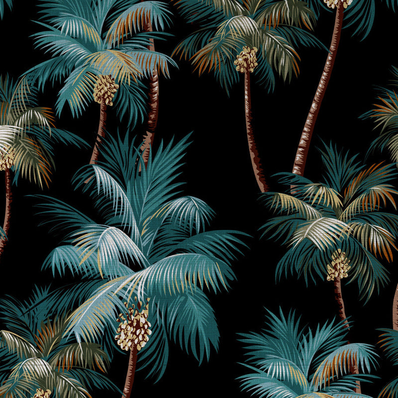 Cushion Cover-Coastal Fringe Black-Palm Trees Black-45cm x 45cm