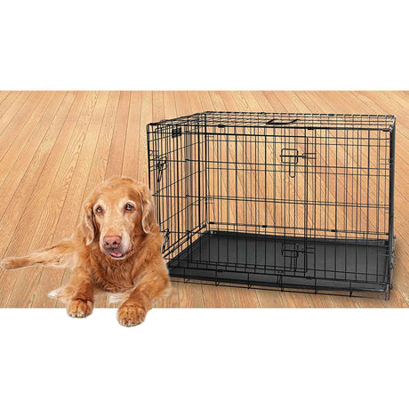 Dog Wire Crate Medium - Portable Collapsible Travel Kennel - Pet Puppy Cage