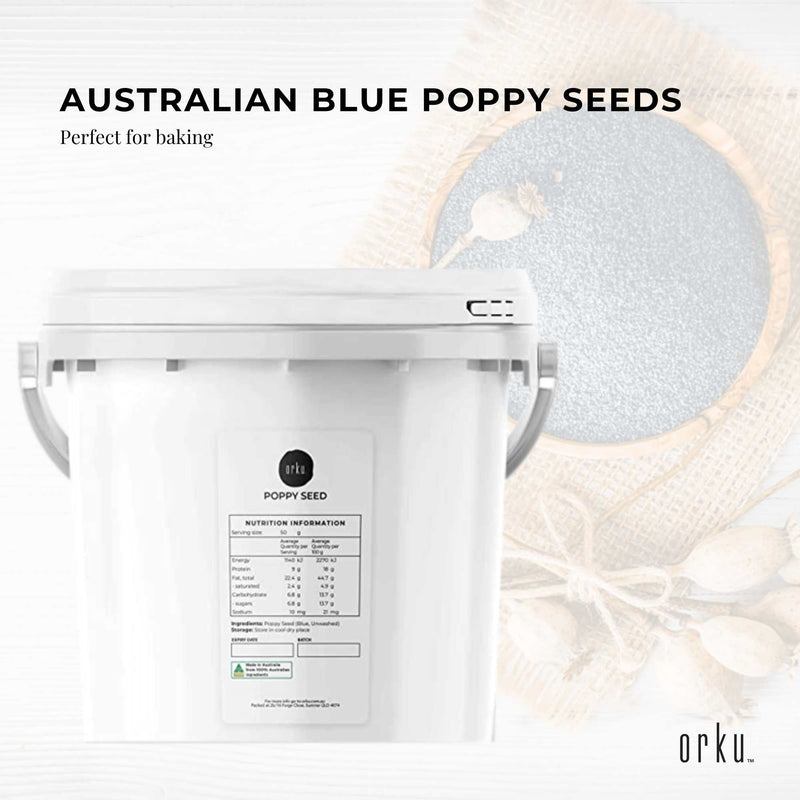 3.5Kg Poppy Seeds Bucket Blue Unwashed 100% Australian Food Cook Baking Mineral