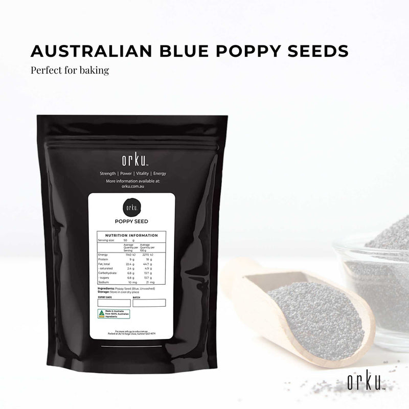 400g Poppy Seeds Pouch Blue Unwashed 100% Australian Food Baking Cooking Mineral