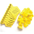1-100 Cattle Number Ear Tags 7.5x10cm Set - XL Yellow Cow Sheep Livestock Labels