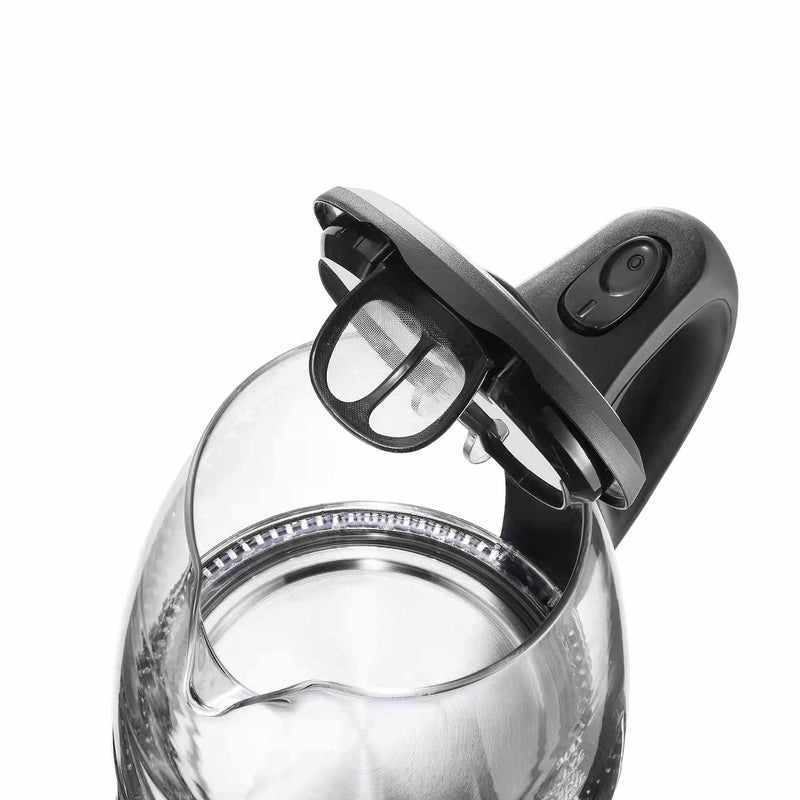 1.7L Electric Glass Kettle LED Blue Light 360 Automatic Cordless Water Boiling Jug