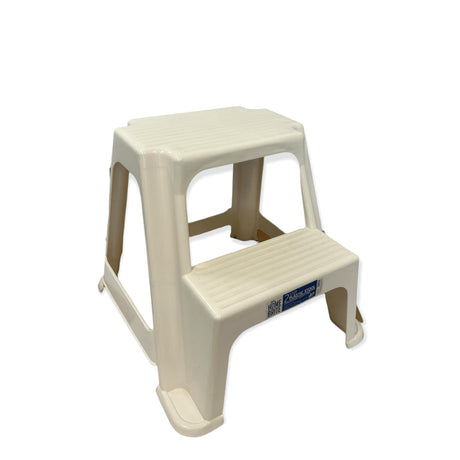 Large Two Step Stool 41cm White Plastic Foot Stairs Step Ladder