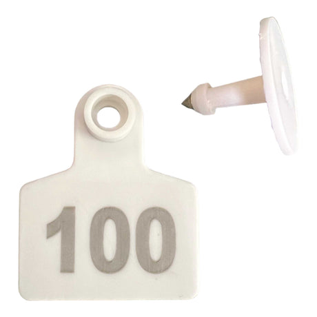 1-100 Cattle Number Ear Tags 5x4cm Set - Small White Pig Goat Livestock Label