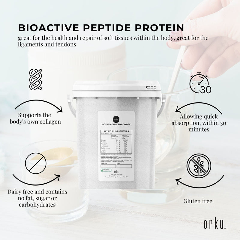 600g Collagen Powder Bucket - Bovine Protein Peptide Supplement Unflavoured