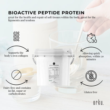 2.5Kg Collagen Powder Bucket - Bovine Protein Peptide Supplement Unflavoured