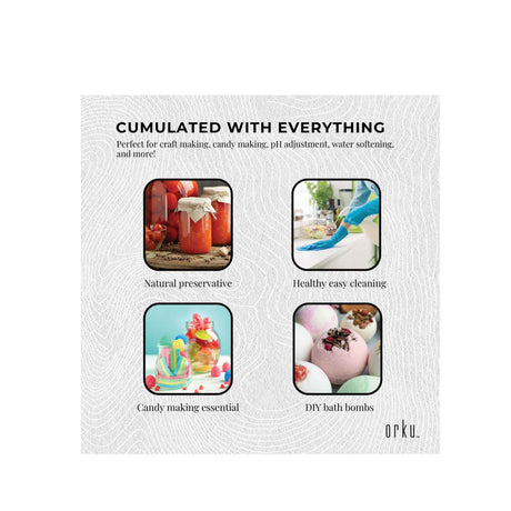 500g Citric Acid Powder - Food Grade Anhydrous GMO Free Preservative c6h807