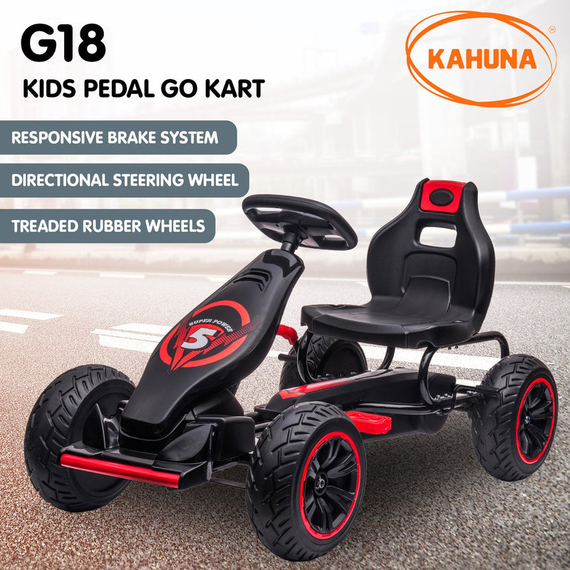 Kahuna G18 Kids Ride On Pedal Powered Go Kart Racing Style - Red