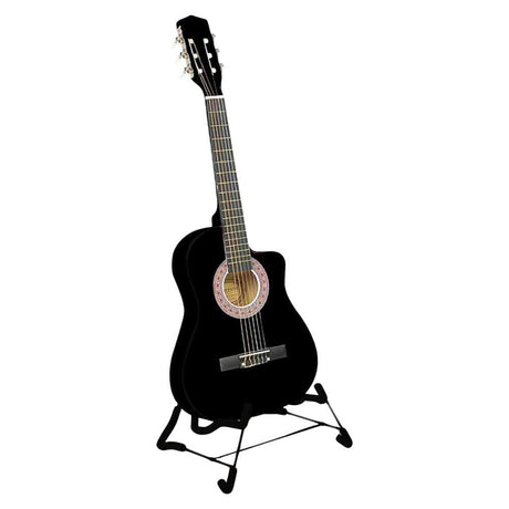 Karrera 38in Cutaway Acoustic Guitar with guitar bag - Black