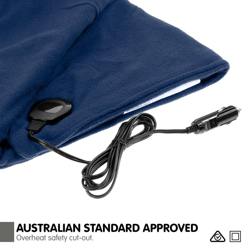 Laura Hill Heated Electric Car Blanket 150x110cm 12v - Navy Blue