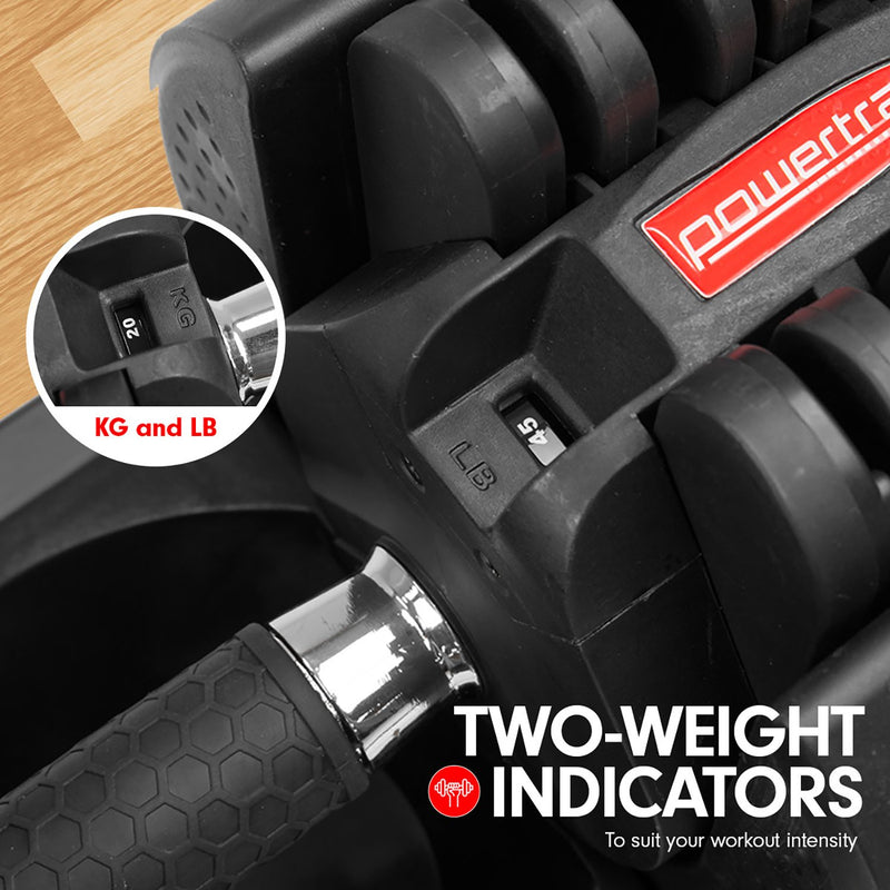 Powertrain 2x 20kg Gen2 Home Gym Adjustable Dumbbell