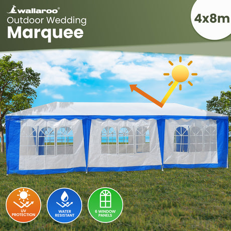 Wallaroo 4x8 Outdoor Event Wedding Marquee Tent Blue