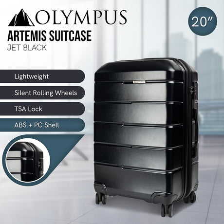 Olympus Artemis 20in Hard Shell Suitcase ABS+PC  Jet Black