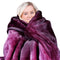 Laura Hill Mink Blanket Throw Purple Double Sided Queen Size Soft Plush Bed Faux Rug