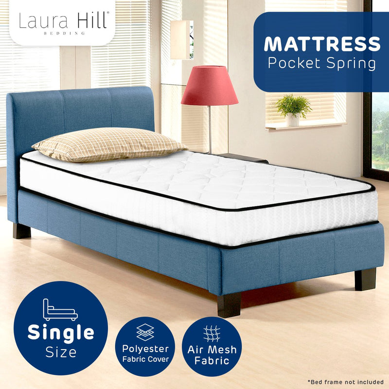 Laura Hill King Single Size Mattress Pocket Spring High Density Foam For Bed