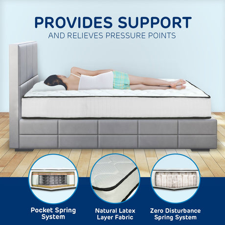 Laura Hill King Single Size Mattress Pocket Spring High Density Foam For Bed