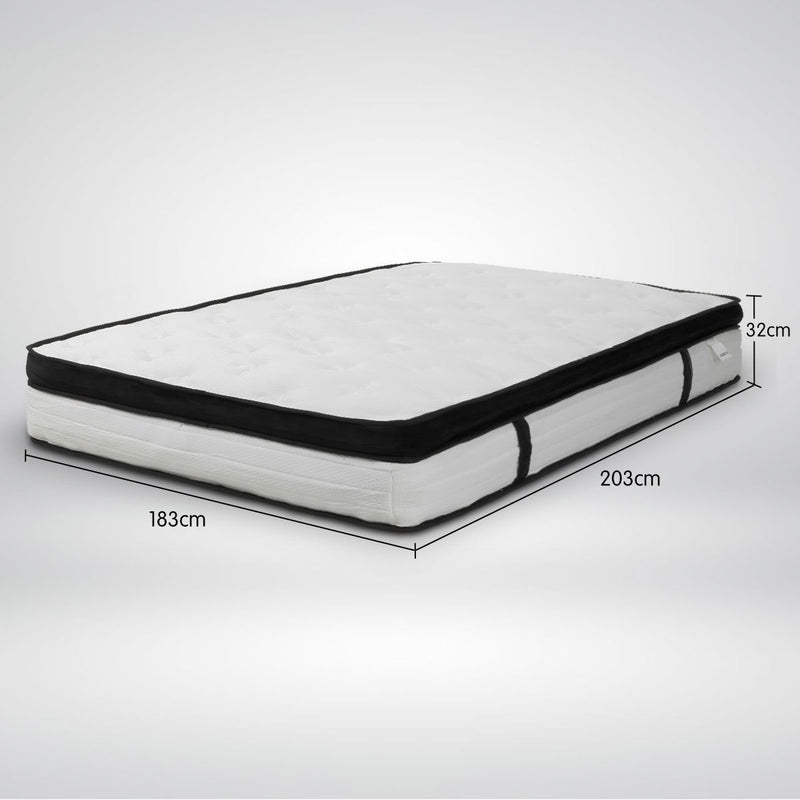 Laura Hill King Mattress Bed Size Euro Top 5 Zone Spring Foam 32cm Bedding Pocket
