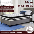 Laura Hill King Single Mattress Bed Size Euro Top 5 Zone Spring Foam 34cm