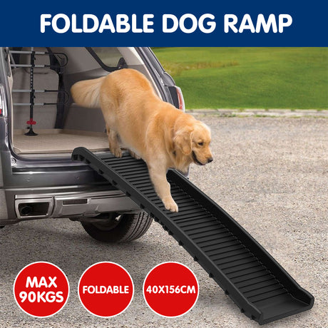 Furtastic Foldable Car Dog Ramp Vehicle Ladder Step Stairs - Black