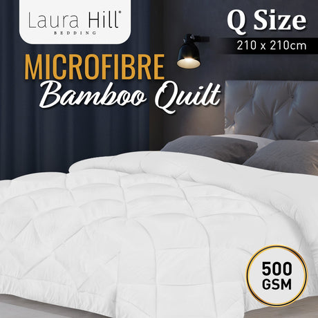 Laura Hill Microfibre Bamboo Comforter Quilt 500gsm - Queen