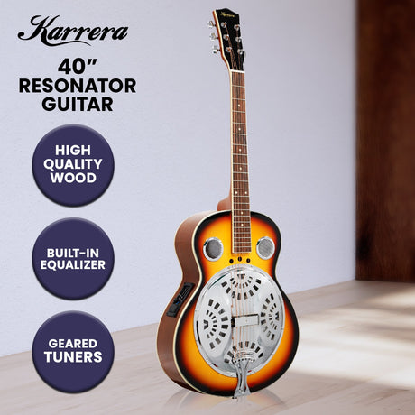 Karrera 40in Resonator Guitar - Sunburst