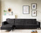 Sarantino Faux Velveteen Corner Wooden Sofa Bed Couch with Chaise Black
