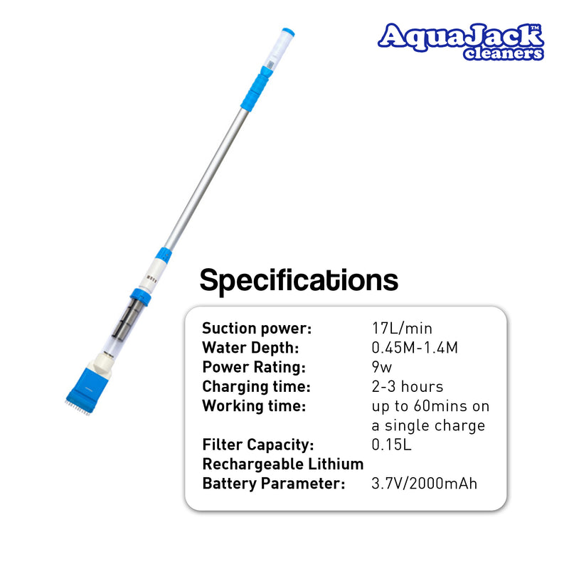 Aquajack 127 Portable Rechargeable Spa and Pool Vacuum Cleaner