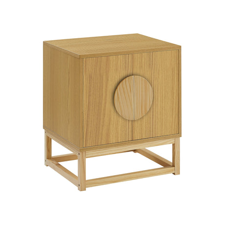 Sarantino Luca Bedside Table Split Door Night Stand - Natural