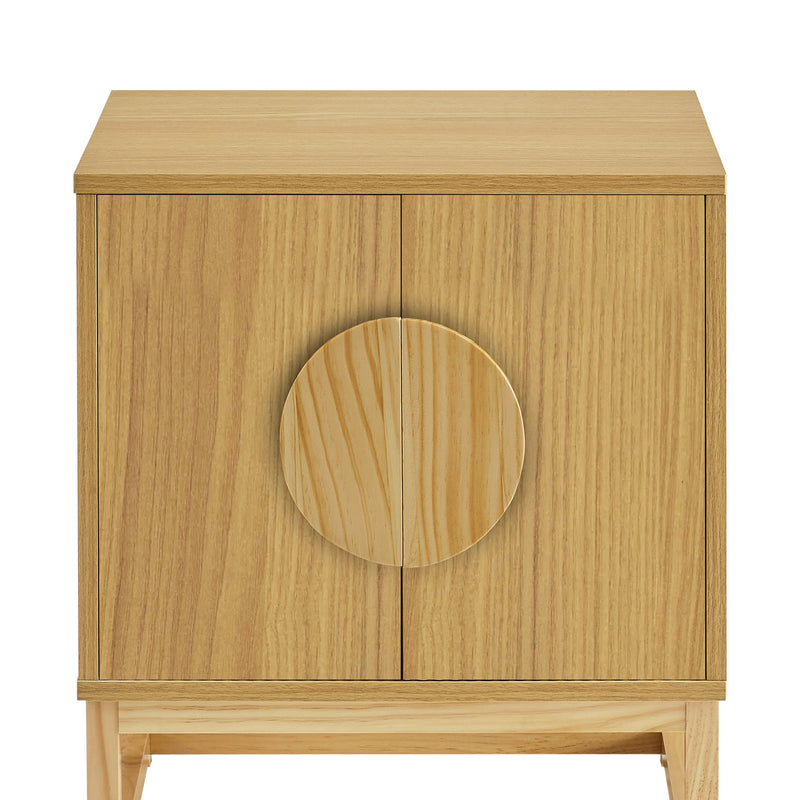 Sarantino Luca Bedside Table Split Door Night Stand - Natural