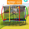 Kahuna 8ft x 11ft Outdoor Rectangular Rainbow Trampoline With Safety Enclosure And Basketball Hoop Set.