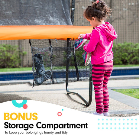 Kahuna Classic 6ft Outdoor Round Orange Trampoline Safety Enclosure And Basketball Hoop Set
