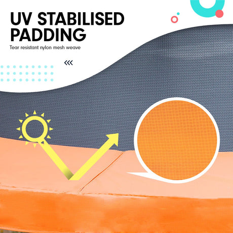 Kahuna 10ft Trampoline Twister Springless Safety Net Pad Mat with Basketball Set Orange