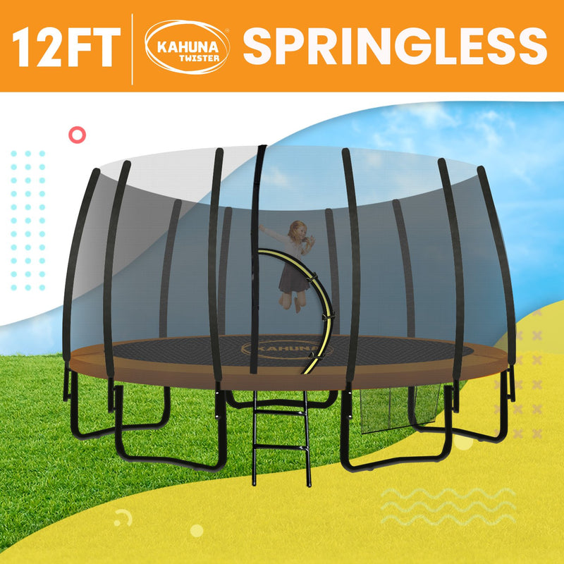 Kahuna Twister 12ft Springless Trampoline Outdoor Mat Pad Net Ladder