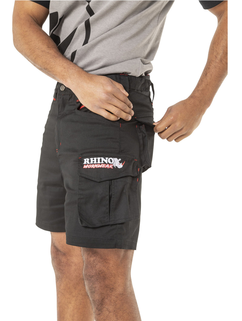 Mens Work Shorts Flexible Durable Tough - Black  [ SIZE 30 ]